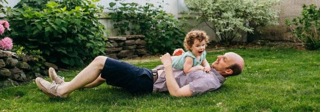 Playing with Child in a mosquito Free Yard